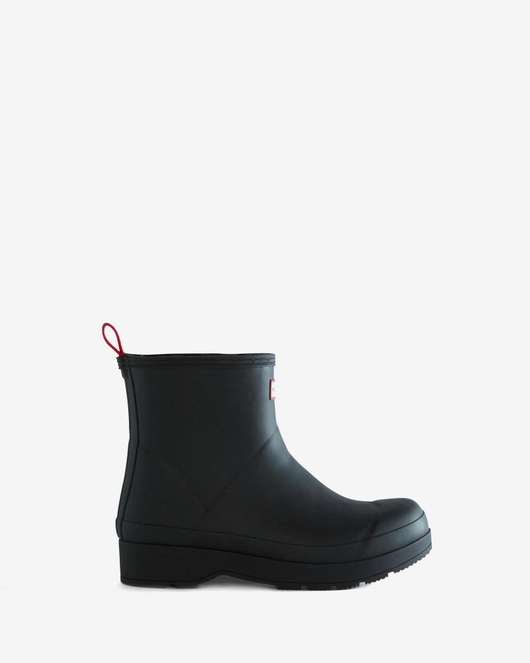 Botas De Chuva Curtas Com Isolamento De Shearling Vegan Masculina Hunter Play Preta