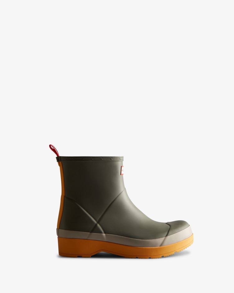 Botas De Chuva Curtas Masculinas Hunter Play Urbana Cinza-zinco-nômade Laranja