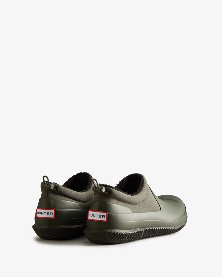 Sapato De Shearling Vegano Com Isolamento Para Homem Caçador Azeitona Escura